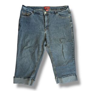 Cos Jeans Denim Blue Capri Shorts Sz 18W
